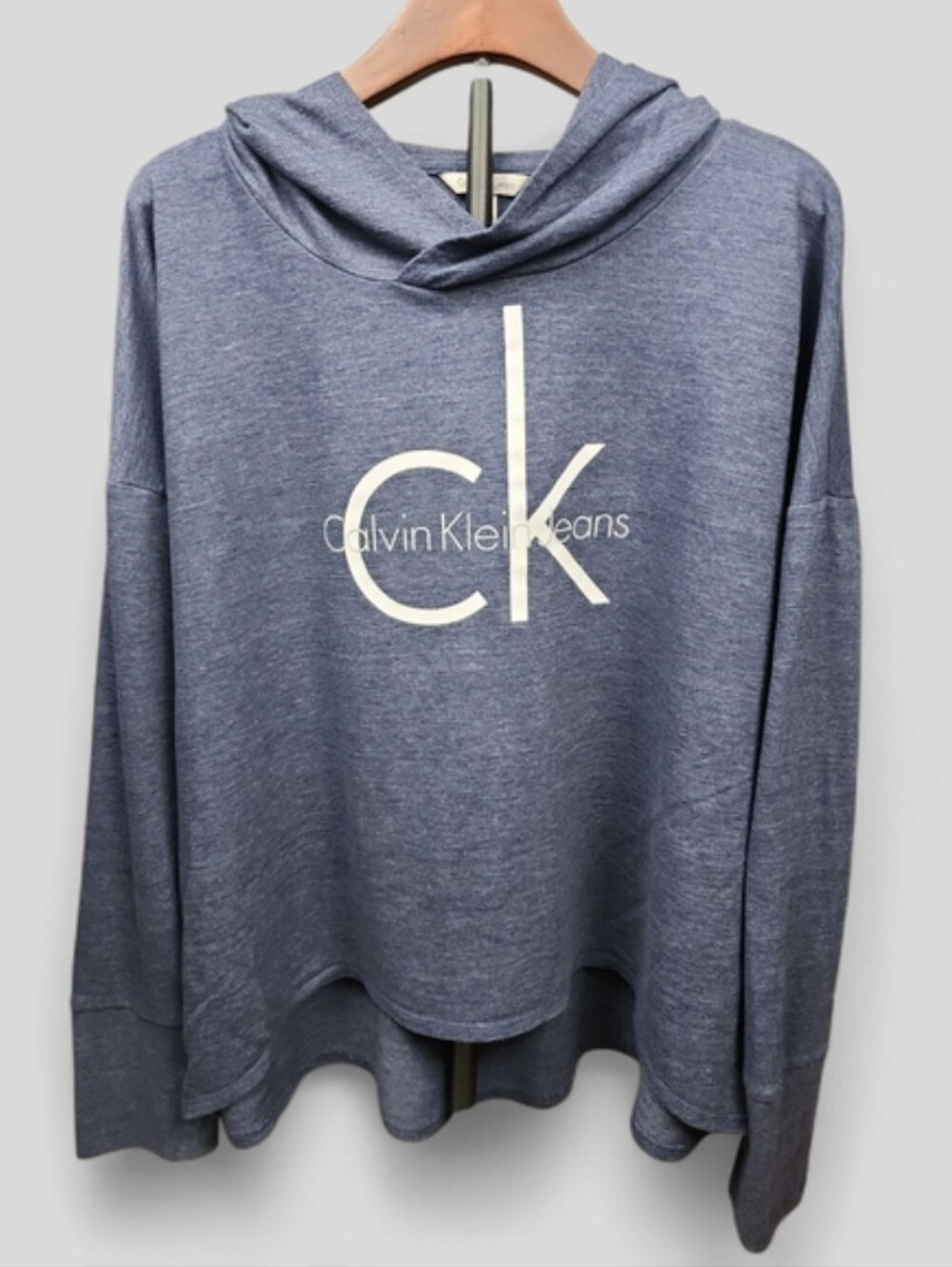 CALVIN KLEIN JEANS | Navy Logo Oversized Lightweight Hoodie High Low | XXL - Picture 14 of 14